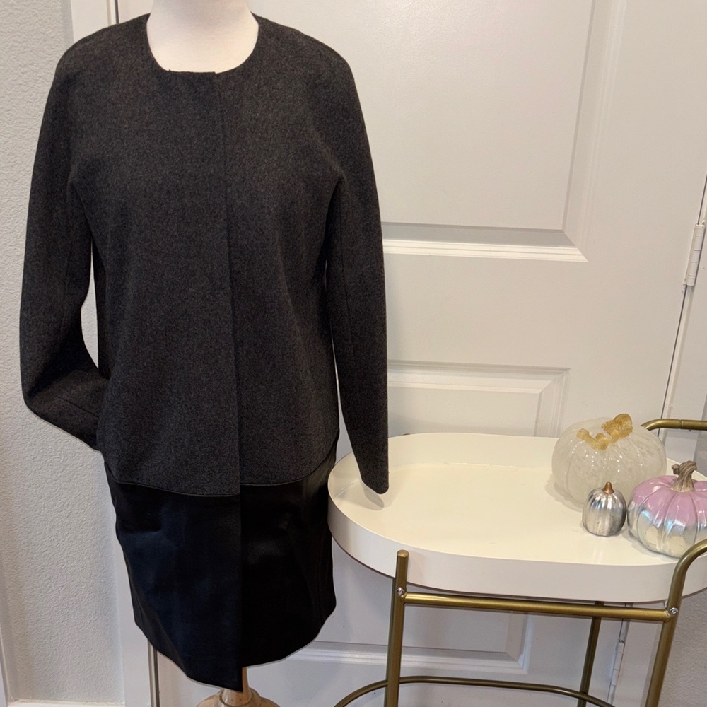 EUC J. Crew Wool & Faux Leather Coat